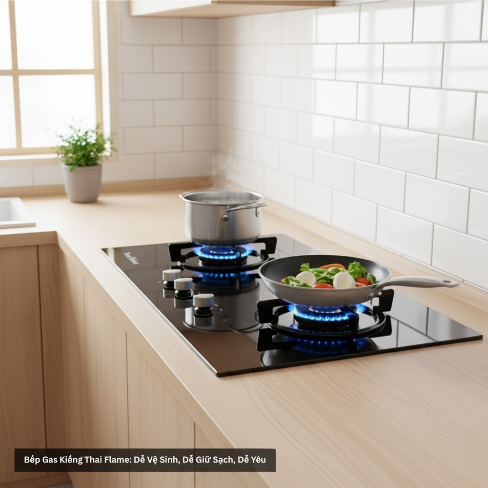 Bếp Gas Kiếng Thai Flame: Dễ Vệ Sinh, Dễ Giữ Sạch, Dễ Yêu